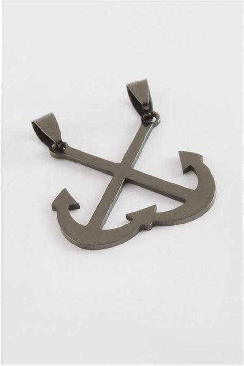 Çapa Çelik Kolye Ucu 3,5 cm - Siyah