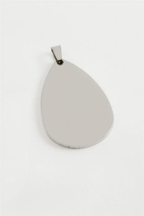 Oval İsim Yazılabilir Çelik Kolye Ucu 4,5 cm - Gümüş Rengi