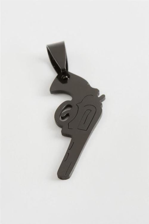 Silah Çelik Kolye Ucu 4,5 cm - Siyah