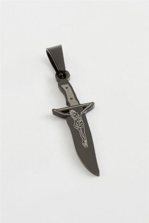 Hançer Çelik Kolye Ucu 3 cm - Siyah