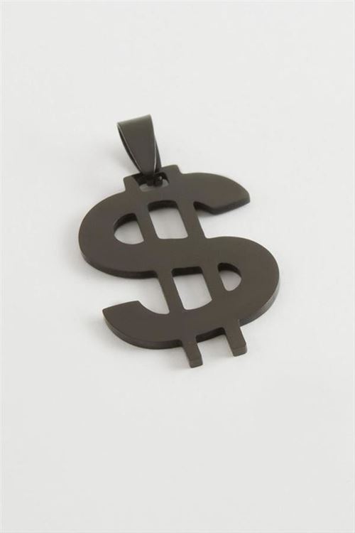 Dolar Çelik Kolye Ucu 3 cm - Siyah