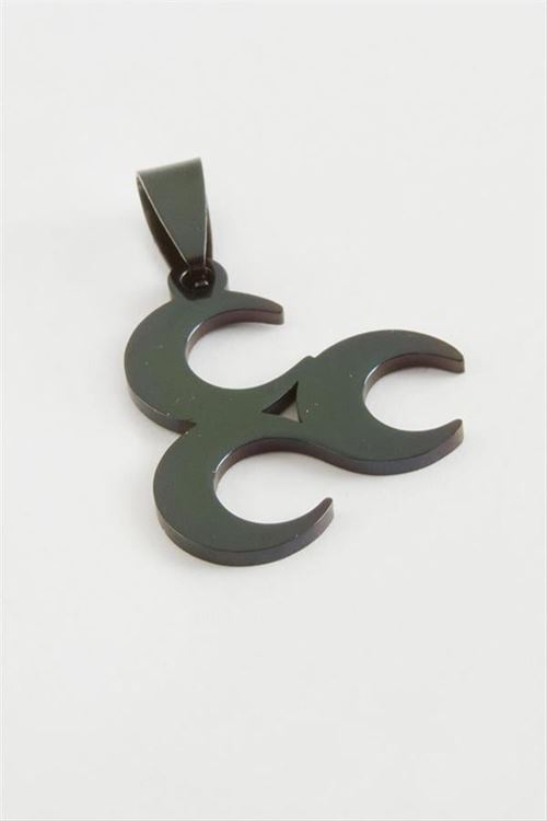 Tuğra Çelik Kolye Ucu 2,5 cm - Siyah