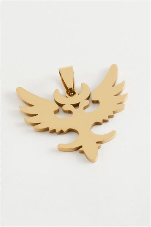 Çift Başlı Kartal Çelik Kolye Ucu 3,5 cm - Sarı