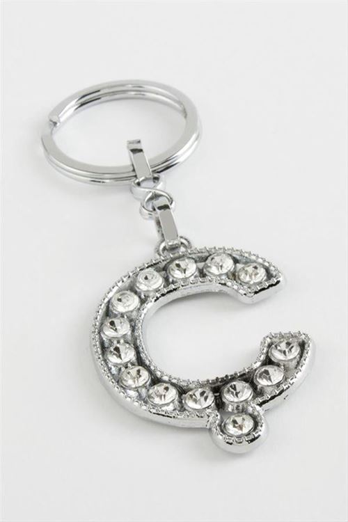 Gümüş Renkli Taşlı Harf Anahtarlık Standlı 72 Adet - Gümüş Rengi