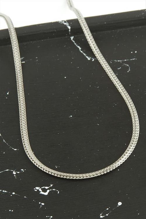 Balık Sırtı Zincir Çelik Kolye 45 cm - Gümüş Rengi
