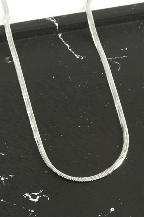 İnce İtalyan Zincir Çelik Kolye 45 cm - Gümüş Rengi