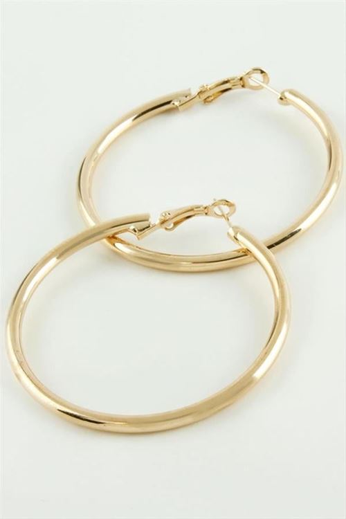 Boru Kalın Halka Küpe 4,5 cm - Sarı