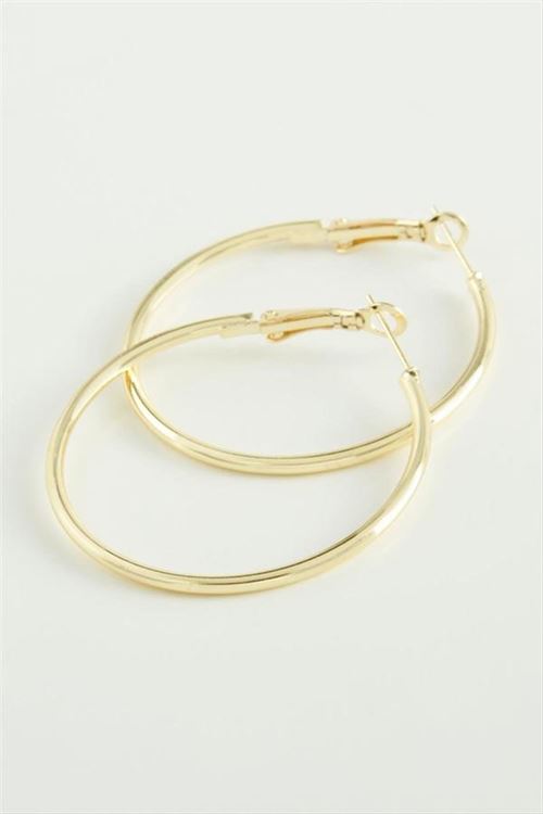 Metal Halka Küpe 4 cm - Sarı