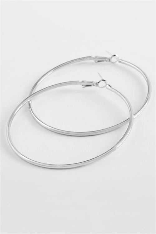 Metal Halka Küpe 5 cm - Gümüş Rengi