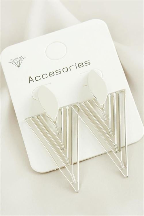 Üçgen Trend Metal Küpe - Gümüş Rengi