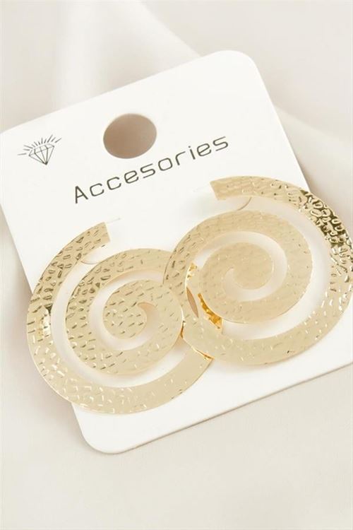 Spiral Trend Metal Küpe - Sarı