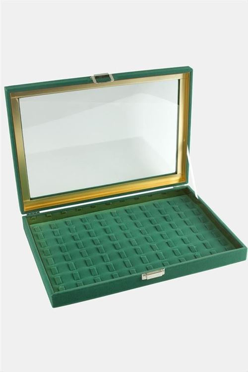 Cam Kapaklı Anfora Kumaş Tırnaklı Yüzük Standı 24*34 cm - Mor
