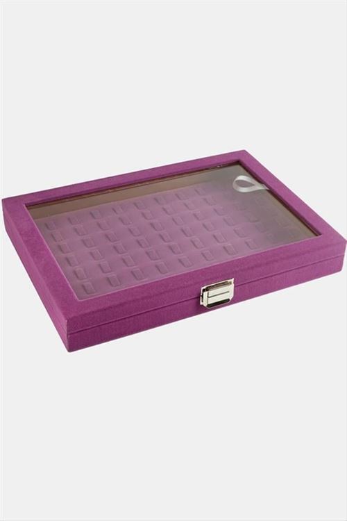 Cam Kapaklı Anfora Kumaş Tırnaklı Yüzük Standı 24*34 cm - Siyah