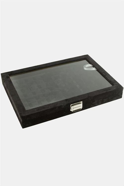 Cam Kapaklı Anfora Kumaş Tırnaklı Yüzük Standı 24*34 cm - Siyah