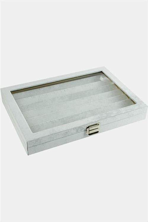 Cam Kapaklı Anfora Kumaş Küpe Standı 24*34 cm - Mor
