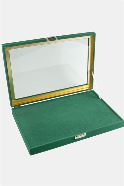 Cam Kapaklı Anfora Kumaş Batırmalı Yüzük Standı 24*34 cm - Siyah