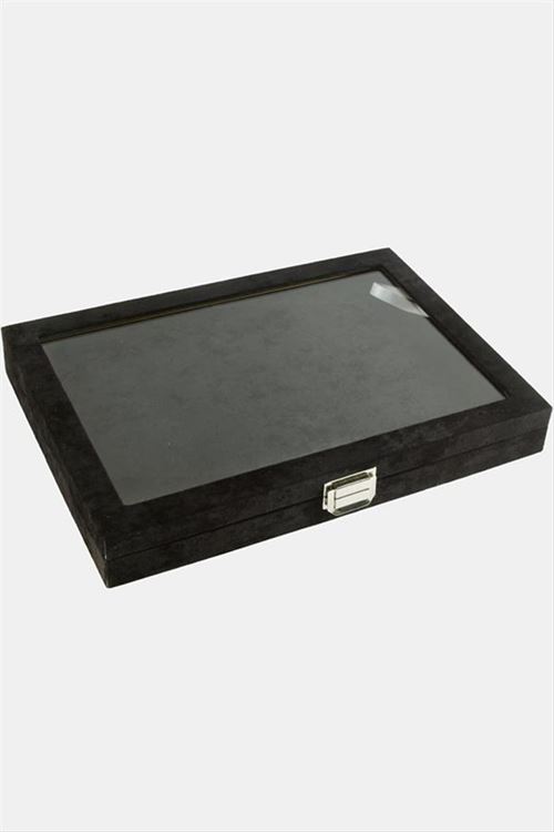 Cam Kapaklı Anfora Kumaş Batırmalı Yüzük Standı 24*34 cm - Siyah