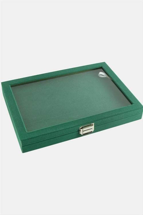 Cam Kapaklı Anfora Kumaş Batırmalı Yüzük Standı 24*34 cm - Yeşil