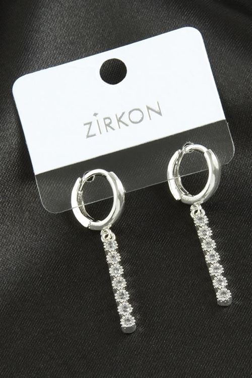 Çubuk Zirkon Taşlı Küpe - Sarı