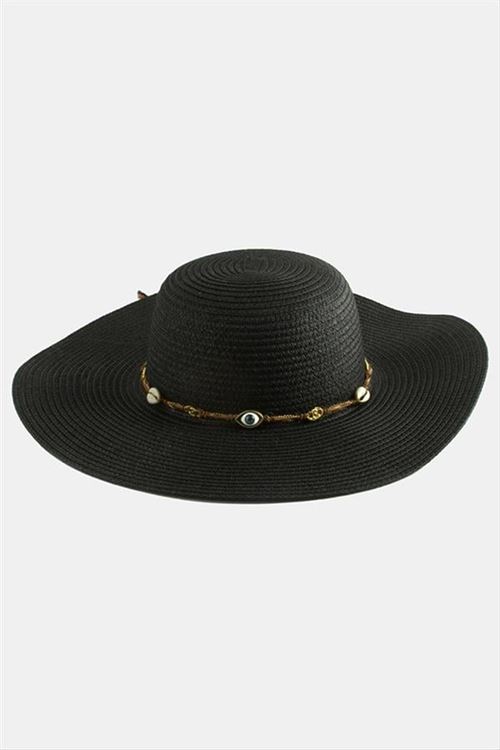Göz Örme Zincir Hasır Şapka - Kahverengi