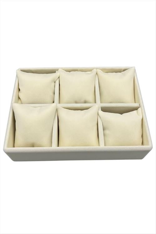 6'lı Anfora Kumaş Yastıklı Tabla - Krem