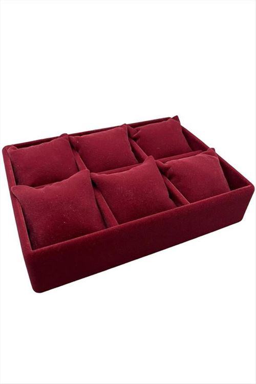 6'lı Anfora Kumaş Yastıklı Tabla - Bordo