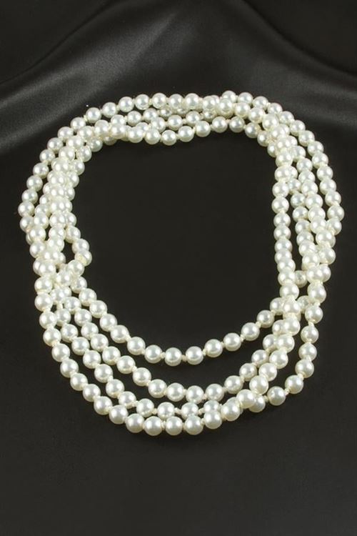 8 mm İnci Kolye 120 cm - Beyaz