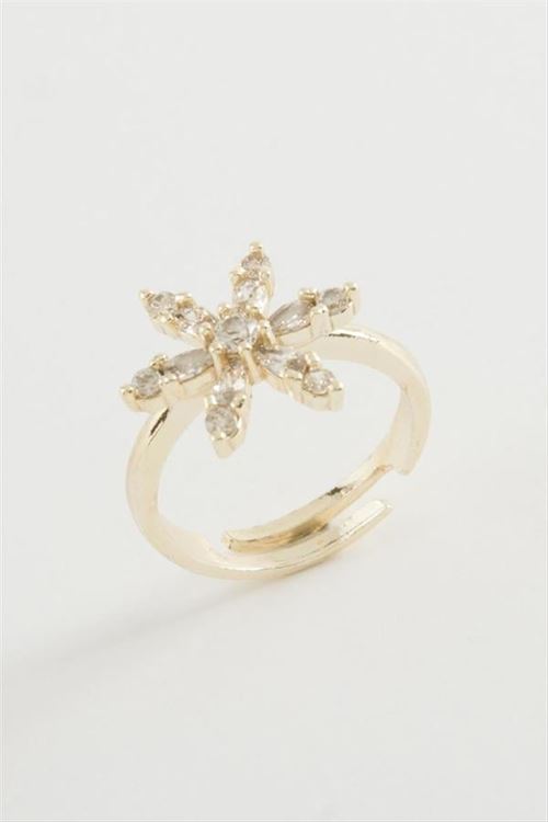 Lotus Zirkon Taşlı Yüzük - Sarı