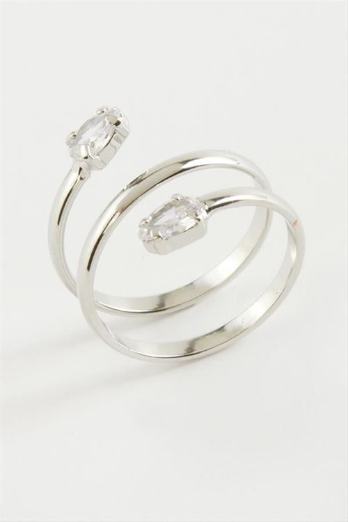 Oval Zirkon Taşlı Yüzük - Sarı