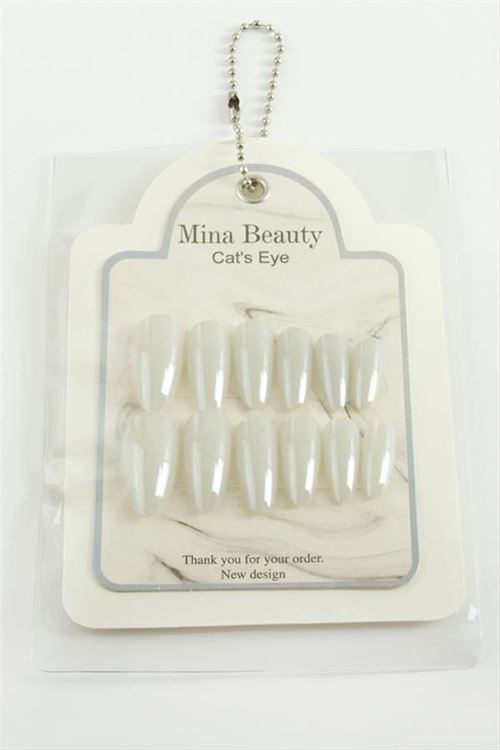 Mina Beauty Kedi Gözü Takma Tırnak - Beyaz