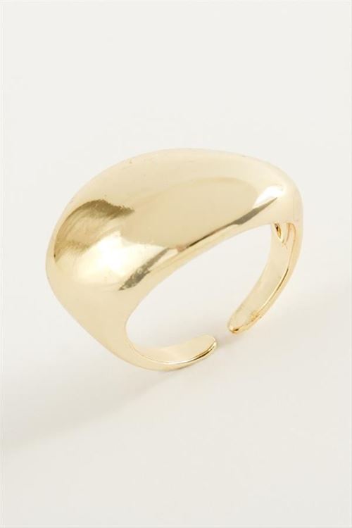 Oval Metal Yüzük - Sarı