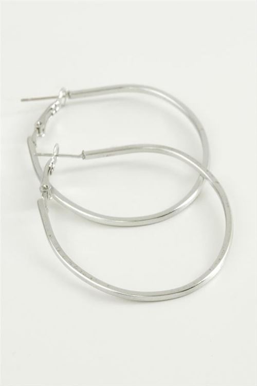 Oval Halka Küpe 5 cm - Gümüş Rengi