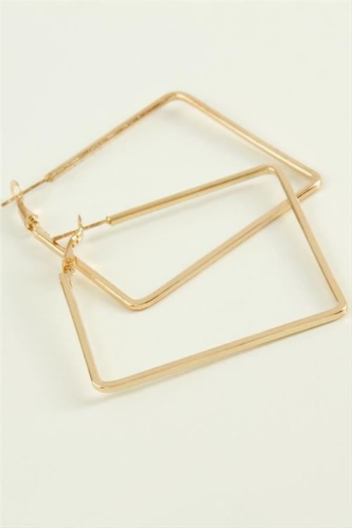 Kare Halka Küpe 4,5 cm - Sarı