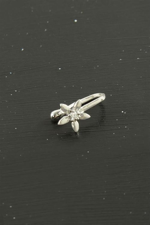 Çiçek Tragus Zirkon Taşlı Piercing 1 Adet - Gümüş Rengi
