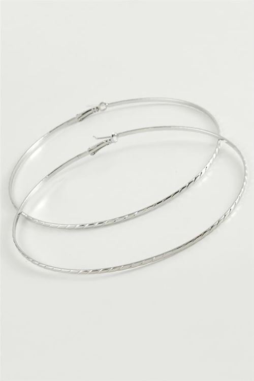 Zincir Çizgili Metal Halka Küpe 8-9-10 cm