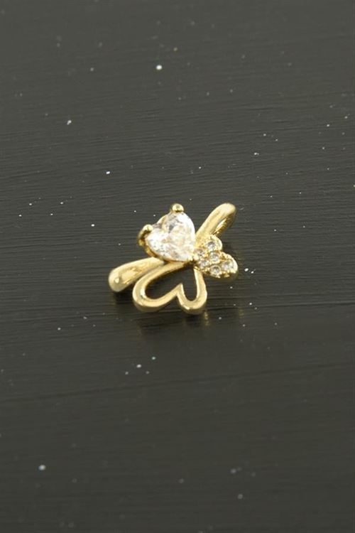 Kalp Tragus Zirkon Taşlı Piercing 1 Adet - Sarı