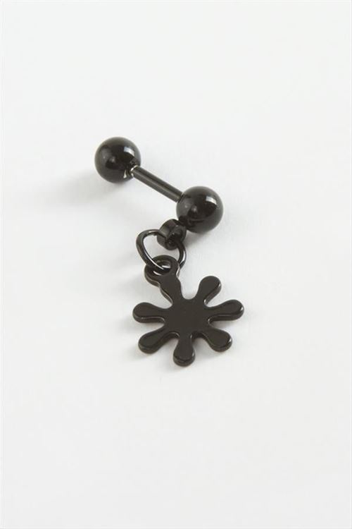 Çiçek Çelik Piercing 1 Adet - Siyah