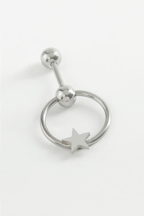 Yıldız Çelik Piercing 1 Adet - Gümüş Rengi