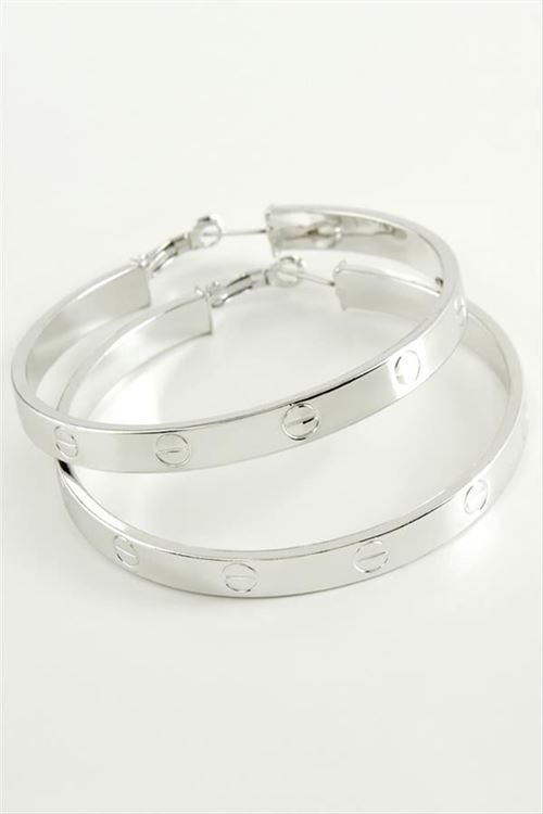 Crt Halka Küpe 6 cm - Gümüş Rengi
