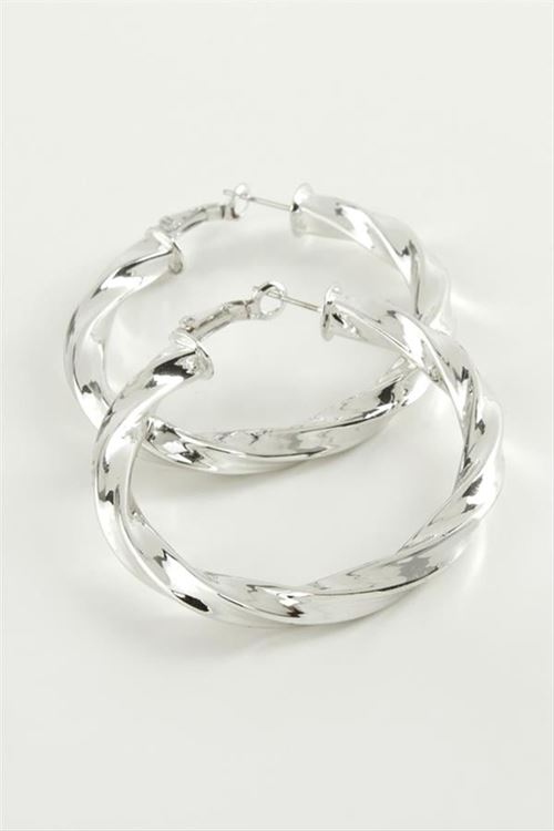 Burgulu Halka Küpe 4,5 cm - Gümüş Rengi