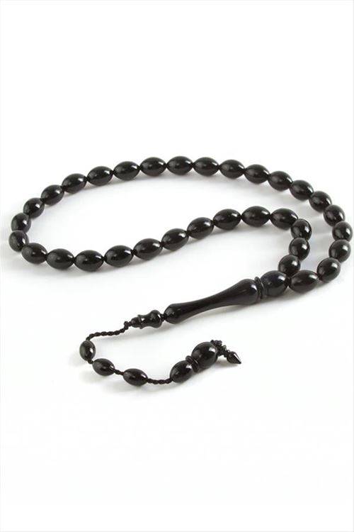 Zeytin Şekilli Plastik Tesbih 8*11 mm - Siyah