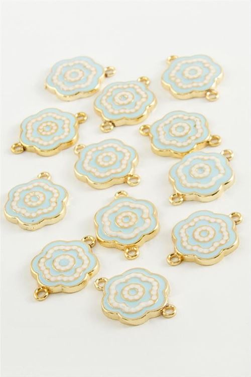 Çiçek Çift Kulplu Mineli Bileklik ve Kolye Ucu Aparatı 1 Adet - Açık Mavi