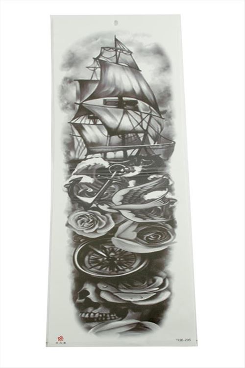 Gemi Tattoo Kol Dövme Sticker - Siyah