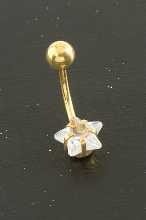 Yıldız Zirkon Taşlı Çelik Piercing 1 Adet - Gümüş Rengi