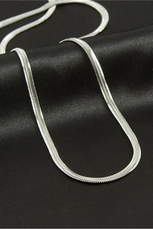 İtalyan Zincir Çelik Kolye 55 cm - Gümüş Rengi