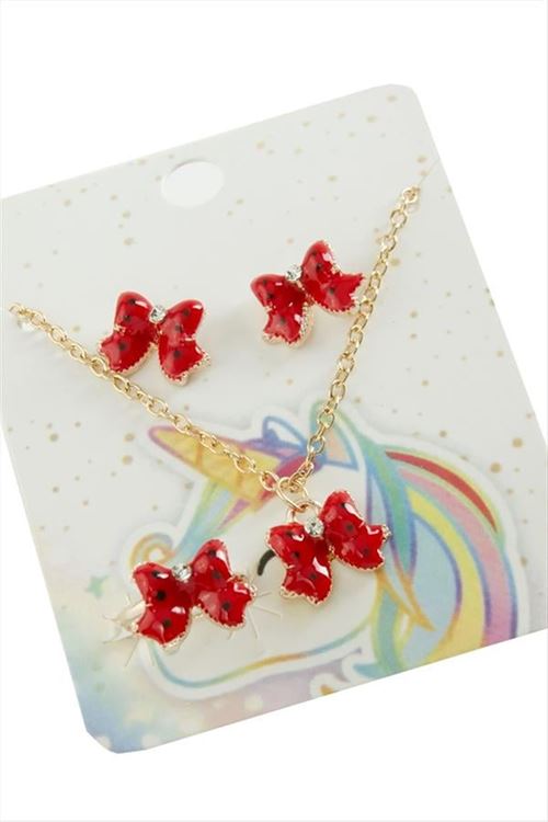 Fiyong Mineli Set Kolye - Kırmızı