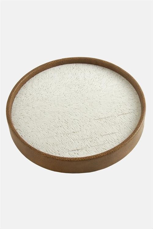 Yuvarlak Ahşap Deri Yüzüklük 20 cm - Kiremit