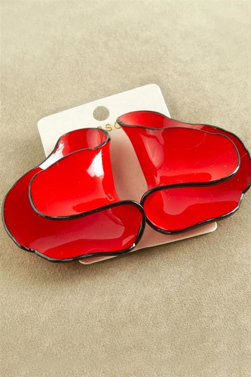 Oval Zr Model Küpe - Kırmızı