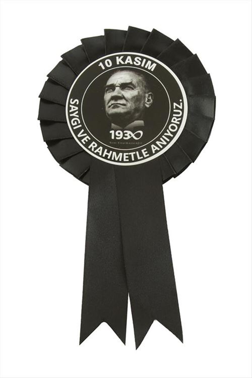 Mustafa Kemal Atatürk Yaka Rozeti Kokartı - Siyah