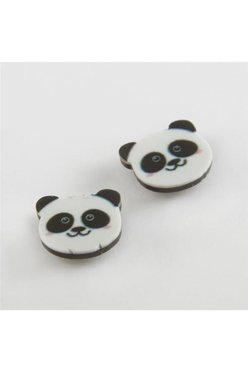 Panda Mıknatıslı Plastik Çocuk Küpesi - Beyaz
